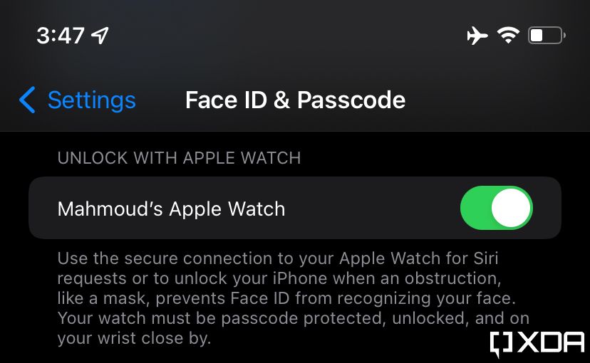 Unlock Face ID iPhone with apple watch