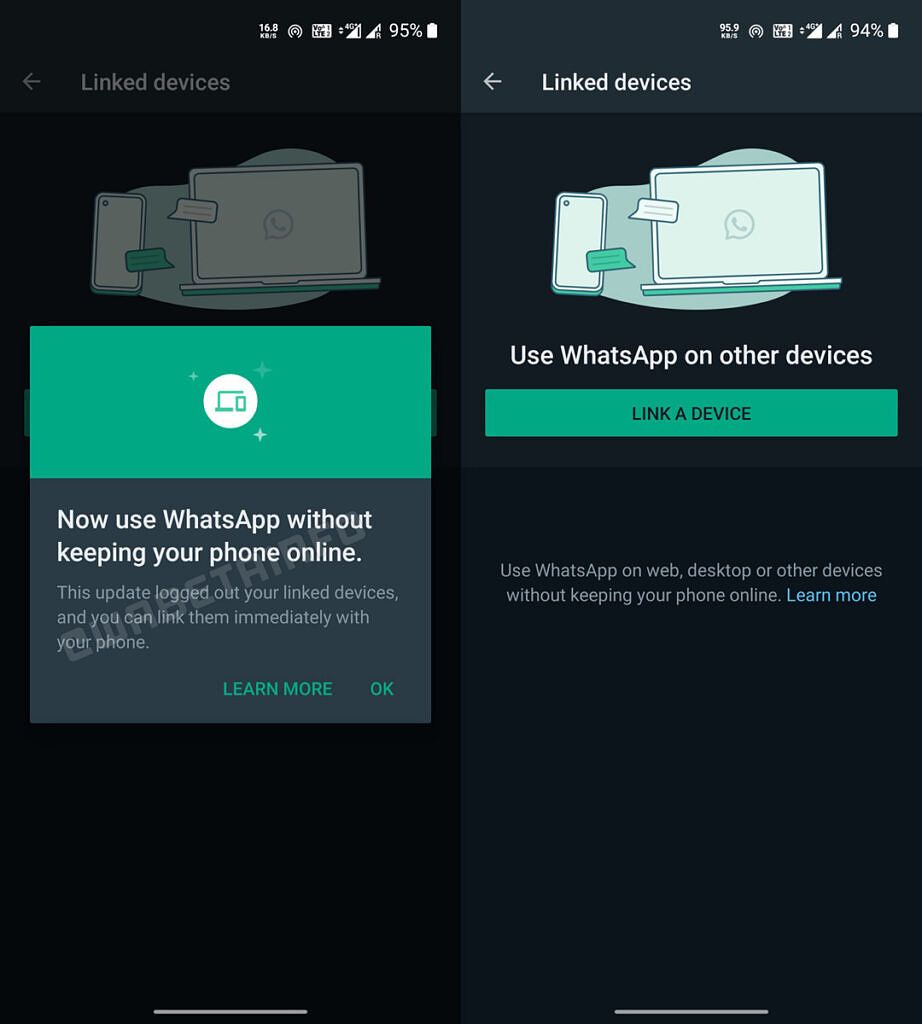 WhatsApp multi-device link page