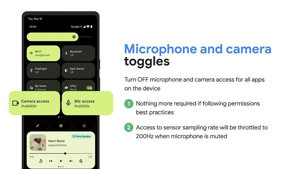 Android 12 microphone camera cutoff