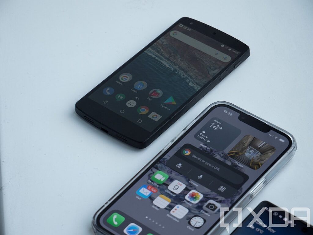 iPhone 13 Pro beside the Nexus 5