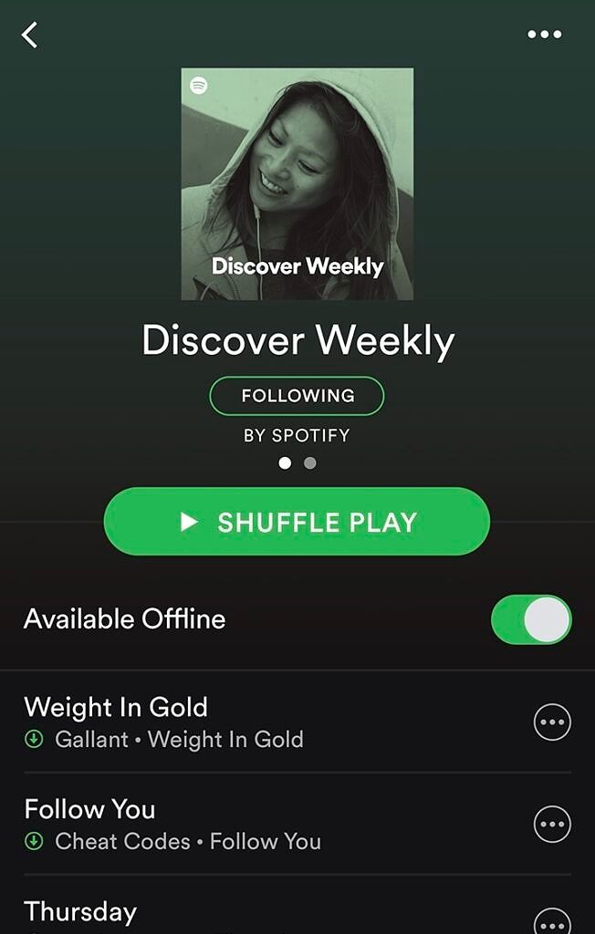 Spotify discover weekly playlist