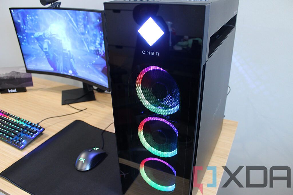 Front of gaming PC with RGB lighting