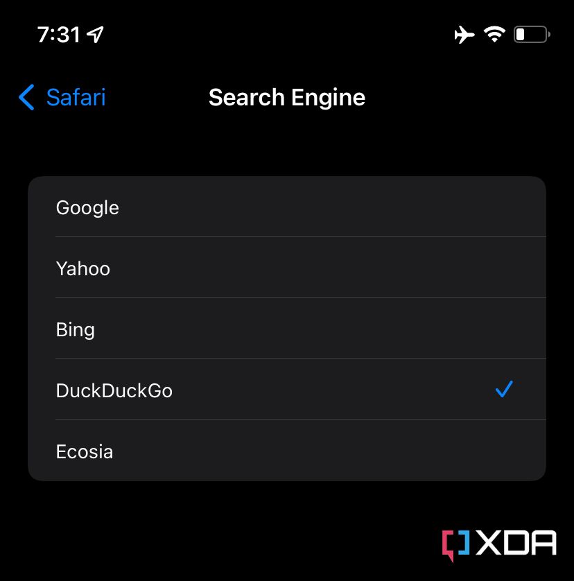 How to change the default search engine on Safari for iOS