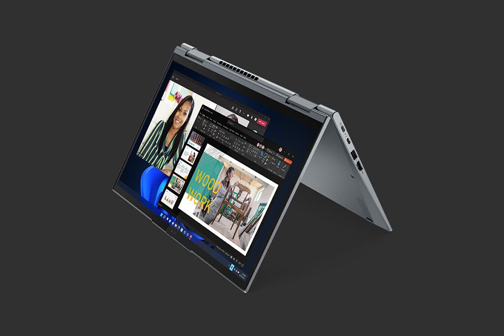 Convertible laptop on gray background
