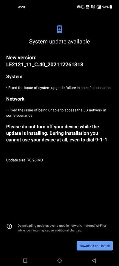 OnePlus 9 Pro OxygenOS 12 C.40 OTA