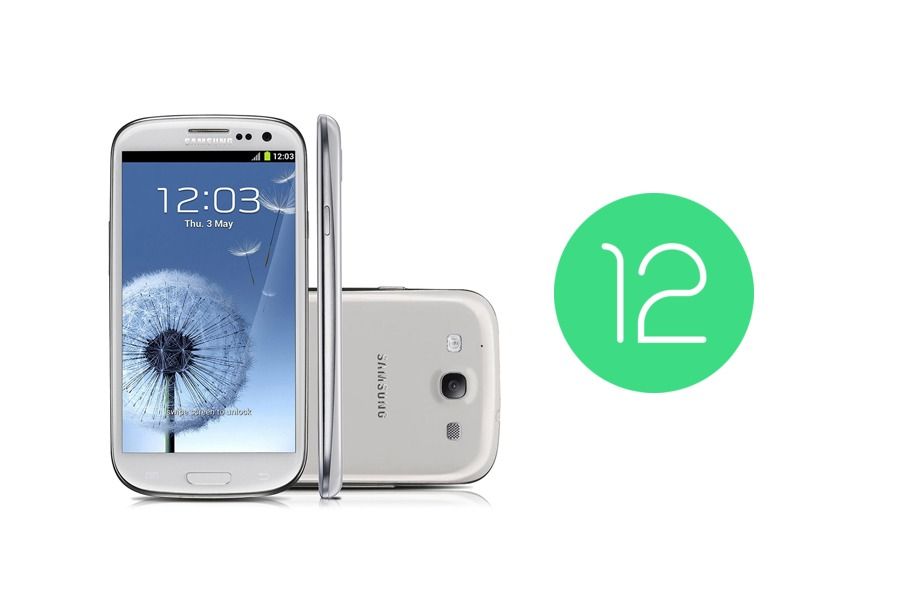 Samsung Galaxy S III with Android 12 logo featured