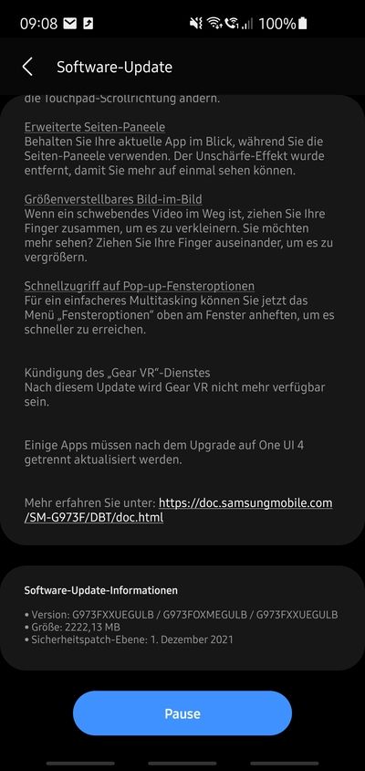 Samsung Galaxy S10 Android 12 One UI 4 OTA