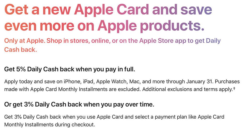 Apple Card 5% cash back promotion