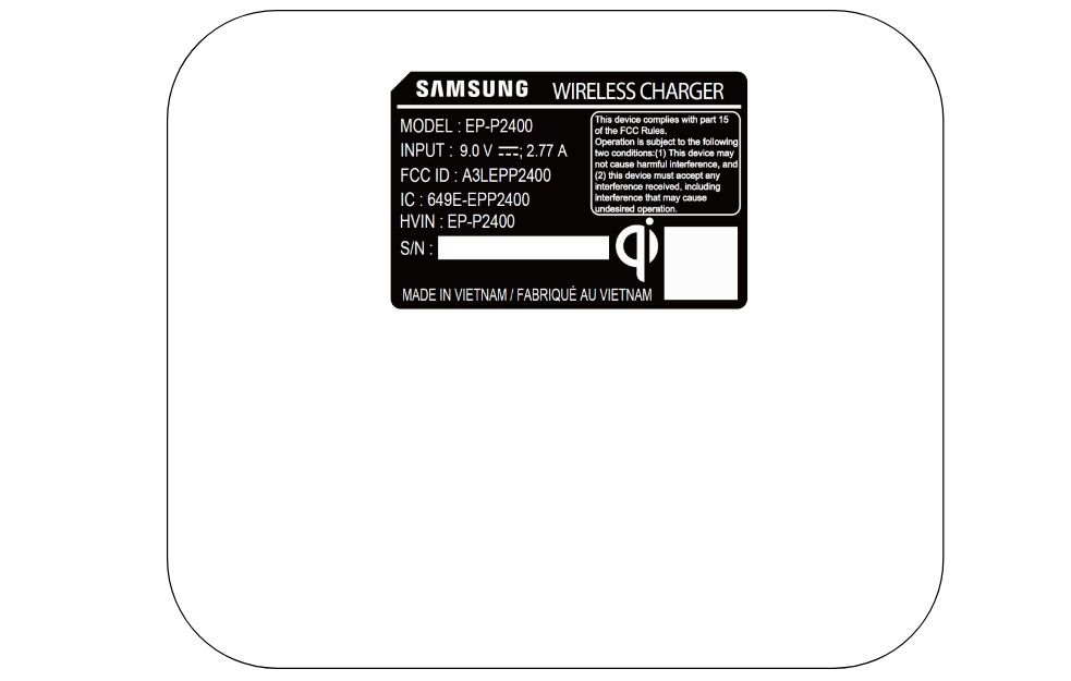 Diagram of the bottom of unreleased Samsung charger