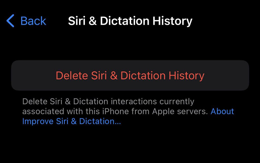 Delete Siri voice history
