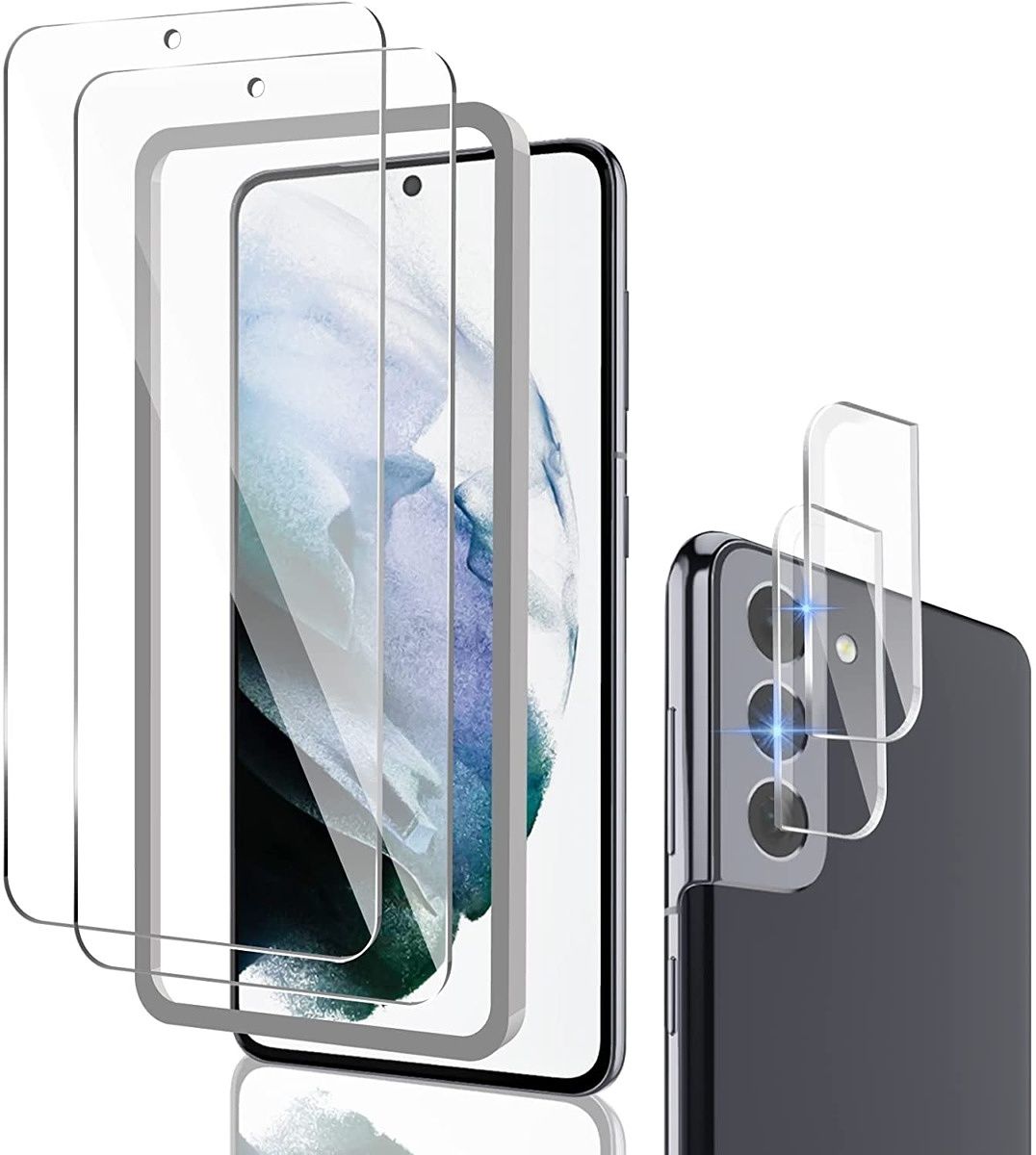 This tempered glass screen protector comes with 2.5D curved edges making it feel smoother when swiping across the edges. It also comes with 2 camera protectors and an alignment tray.