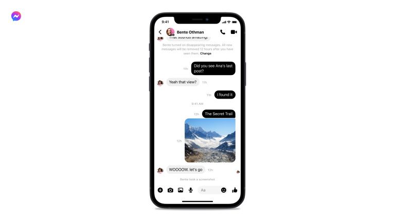 Screenshot notification in Messenger's E2E encrypted chat