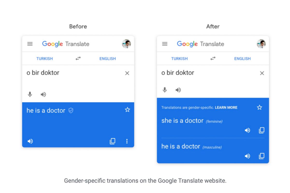 Gender-specific translations Google Translate iOS