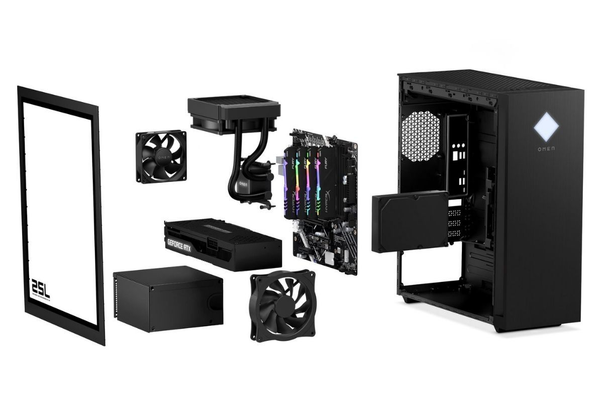 A black colored HP OMEN 25L Desktop