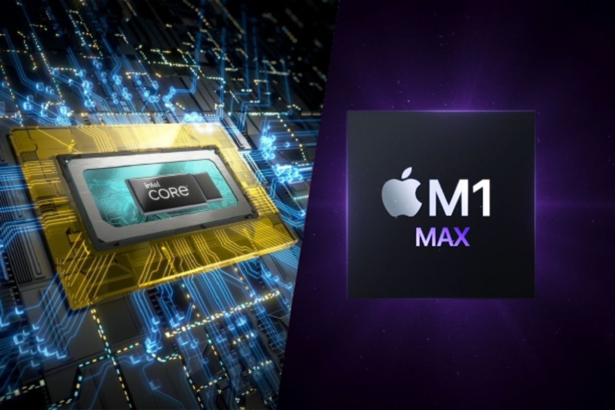 Intel's 12th-gen mobile CPU next to Apple M1 chip