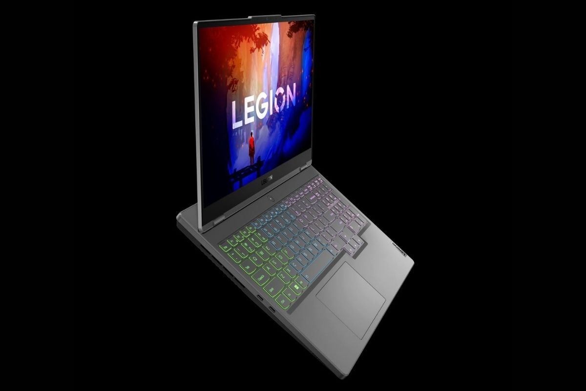 A grey colored Lenovo Legion 5 laptop