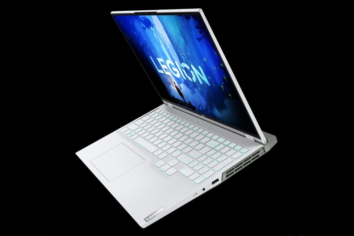 A white colored Legion 5i Pro gaming laptop