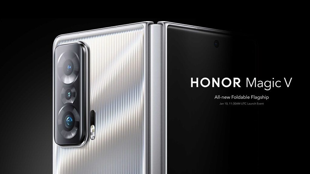 An image showing a smartphone with text that reads &quot;Honor Magic V&quot;