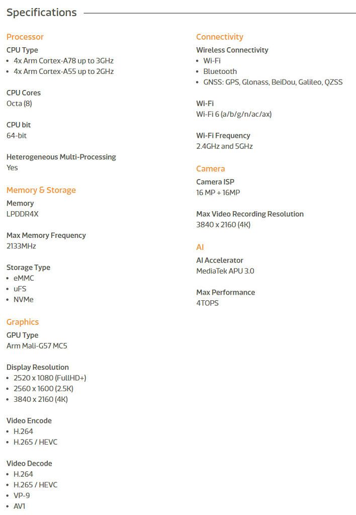 MediaTek Kompanio 1380 specs