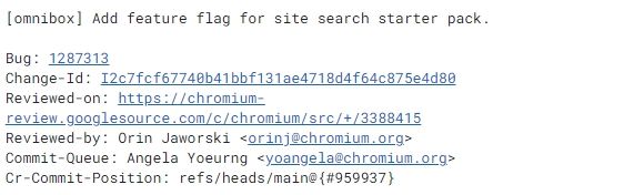Omnibox site search started pack commit description