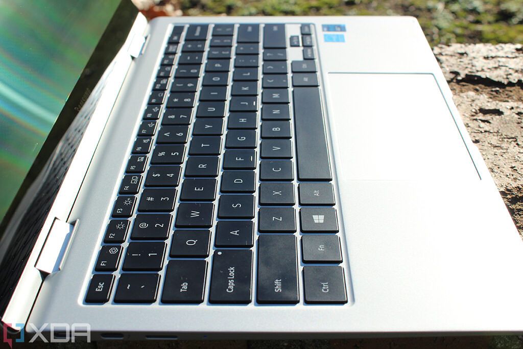 Angled view of laptop keyboard