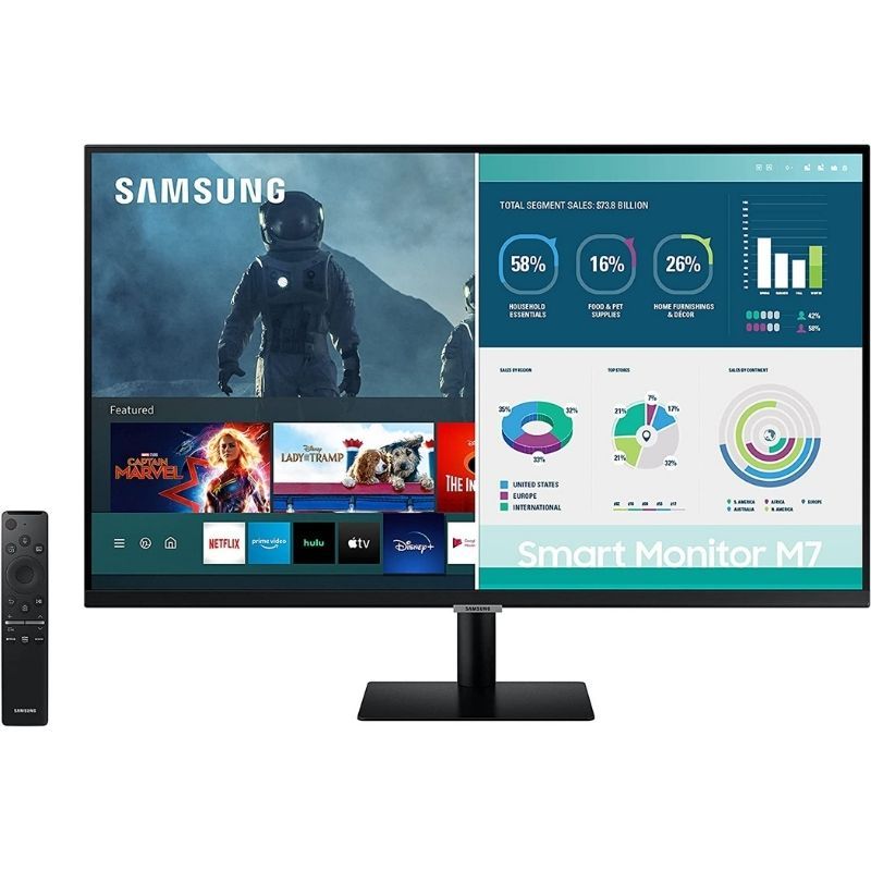 If you want a 4K monitor for a relatively low price, the Samsung Smart Monitor M7 is definitely worth checking out. In addition to being a sharp monitor that works with a single USB-C cable or even wirelessly, it also has Samsung's Smart TV software. Even without your laptop, you can use it to watch Netflix and other services, and it can even run Microsoft Office apps in the cloud.