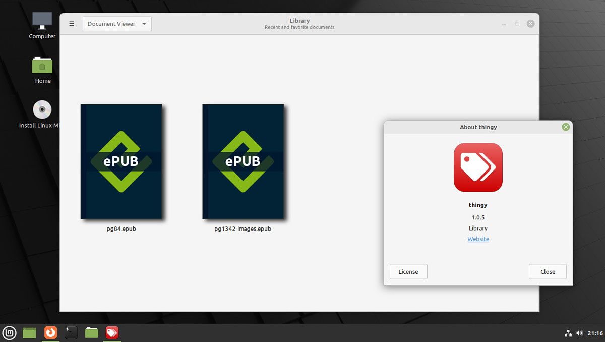 Thingy app in Linux Mint 20.3