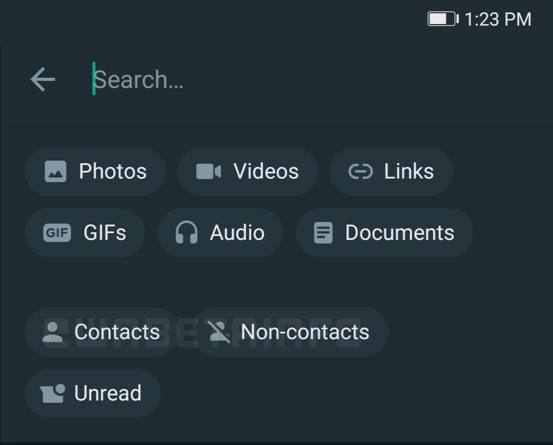 WhatsApp Business search filters
