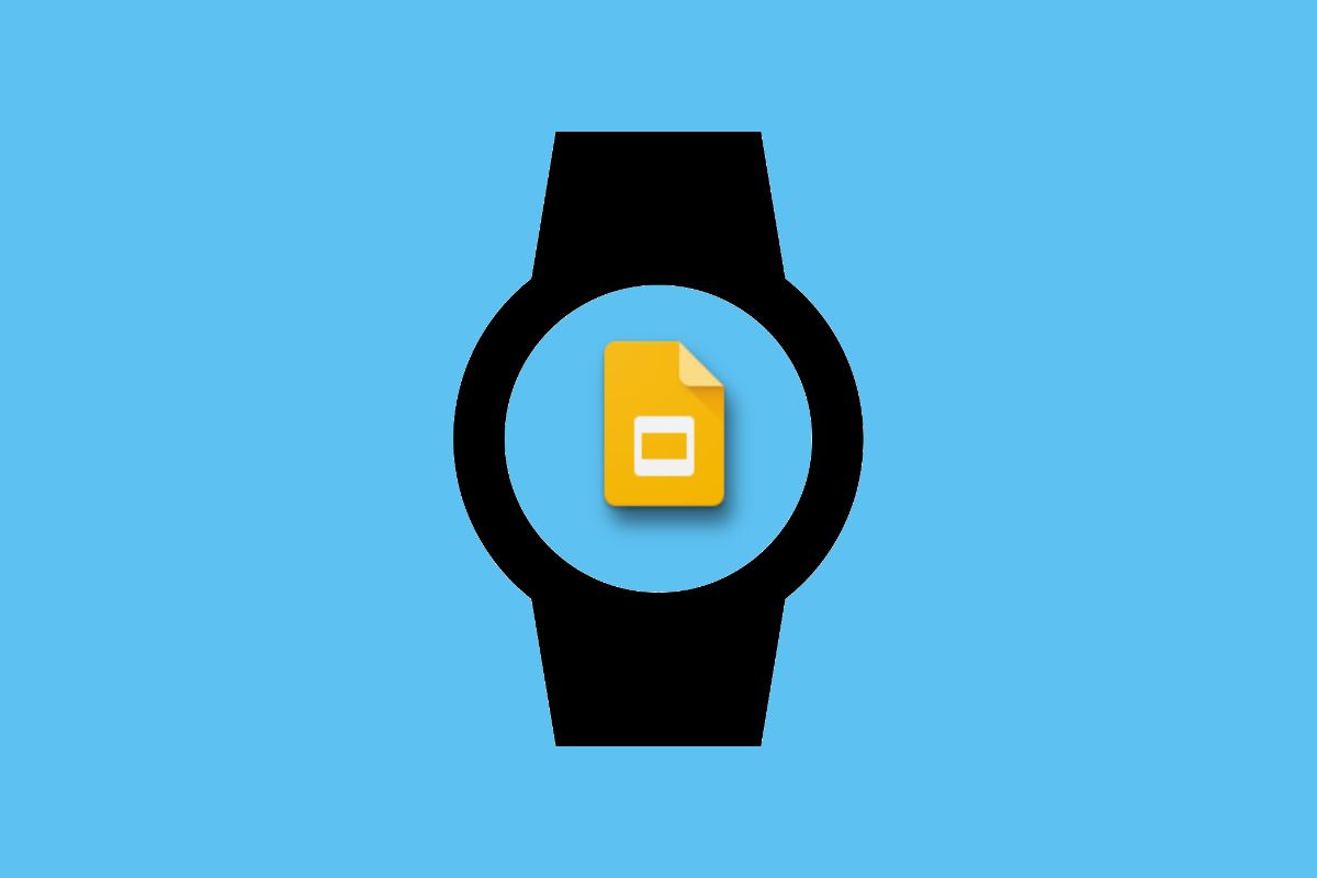A circular smarwatch graphic with solid blue background