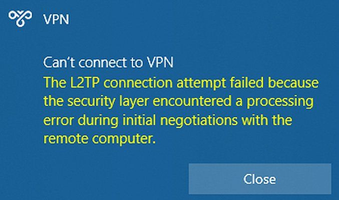 windows vpn non funziona