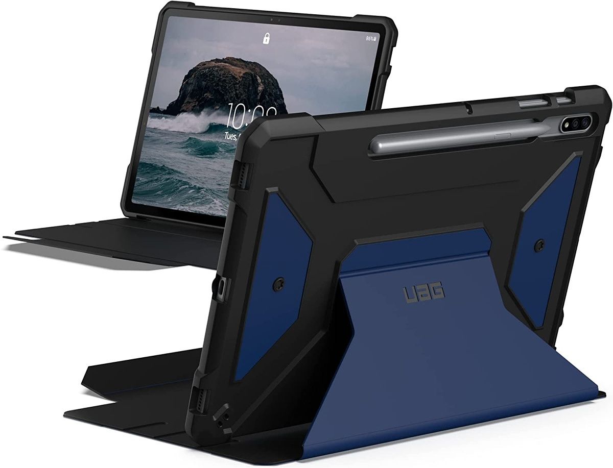 This case is relatively expensive but offers a solid, rugged build. It comes in two colors and offers a kickstand and an S Pen holder.