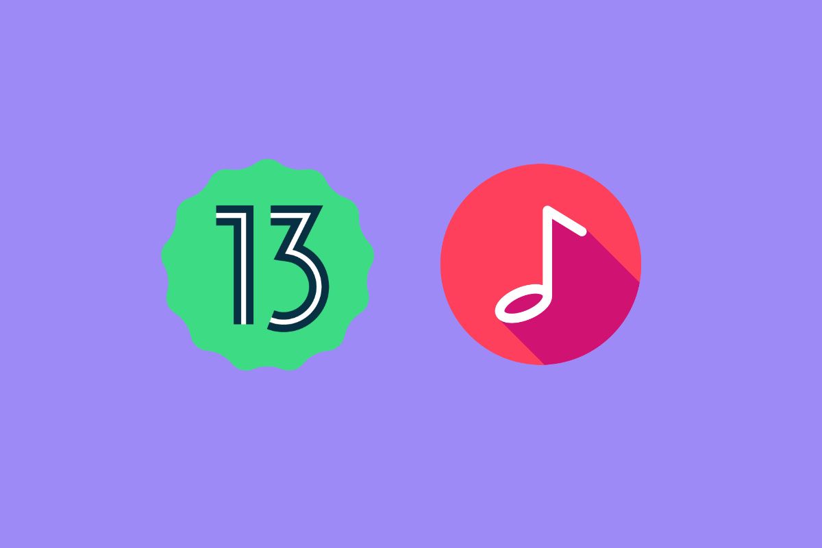 Android 13 logo next to music logo