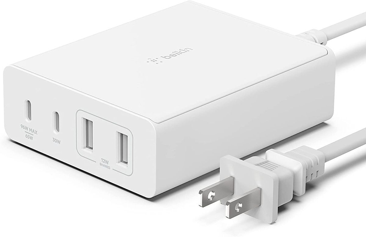 This 4-port charger has a massive 108W of power output, and it can deliver up to 96W to your laptop alone. That will go down to 65W if you use all the ports, but it's still very impressive for this kind of charger.