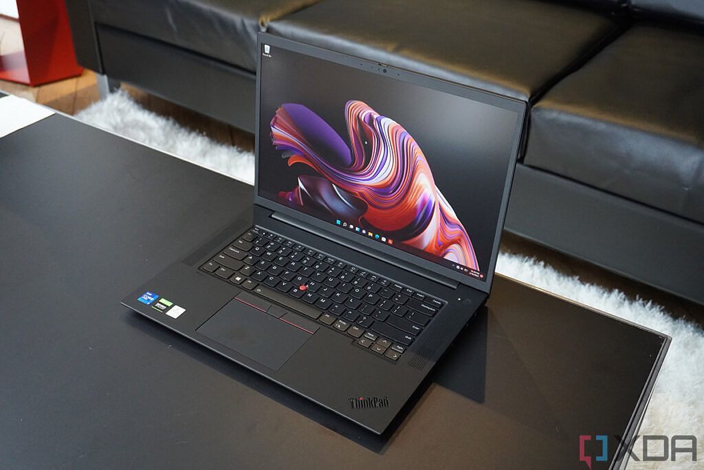 Front right-angle view of the Lenovo ThinkPad X1 Extreme Gen 5