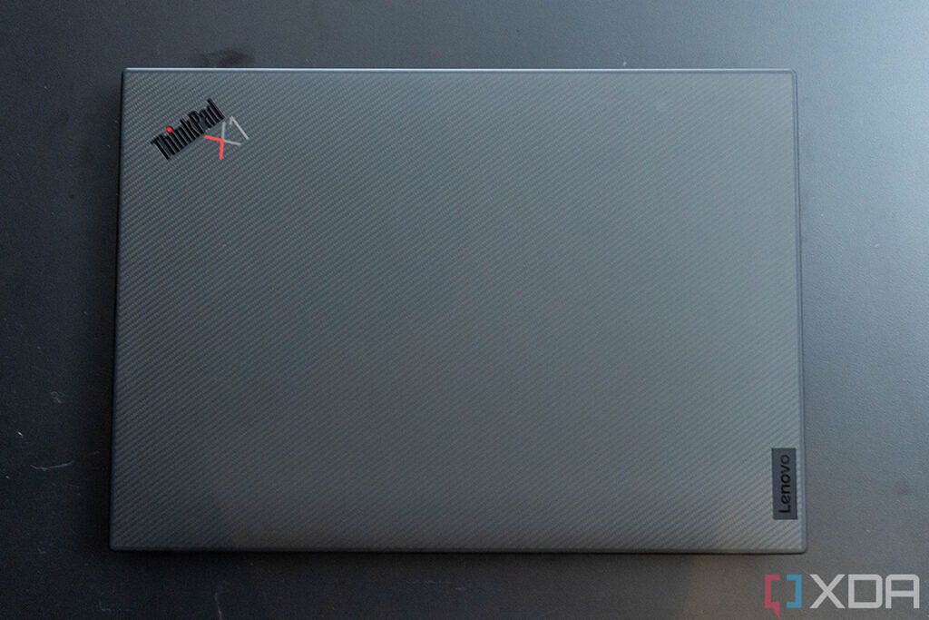 Overhead view of the Lenovo ThinkPad X1 Extreme with the lid closed