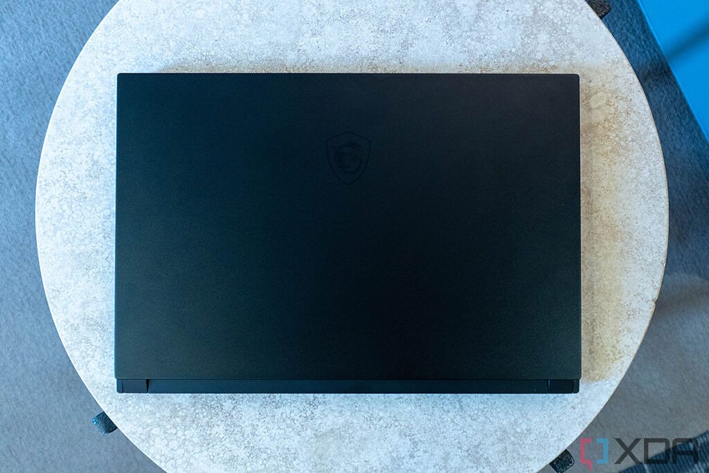 Top down view of black laptop