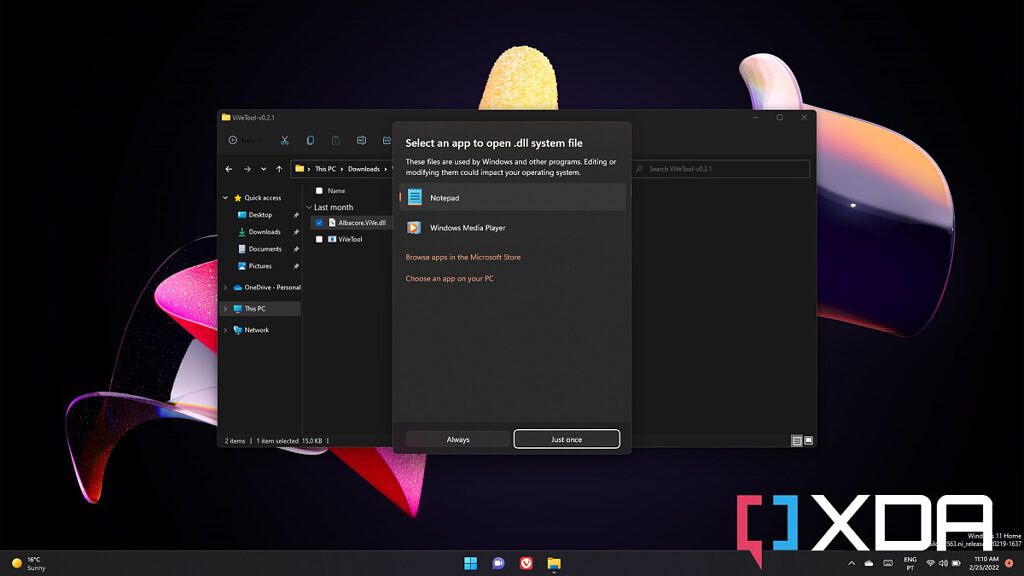 New app picker in Windows 11 with dark theme enabled