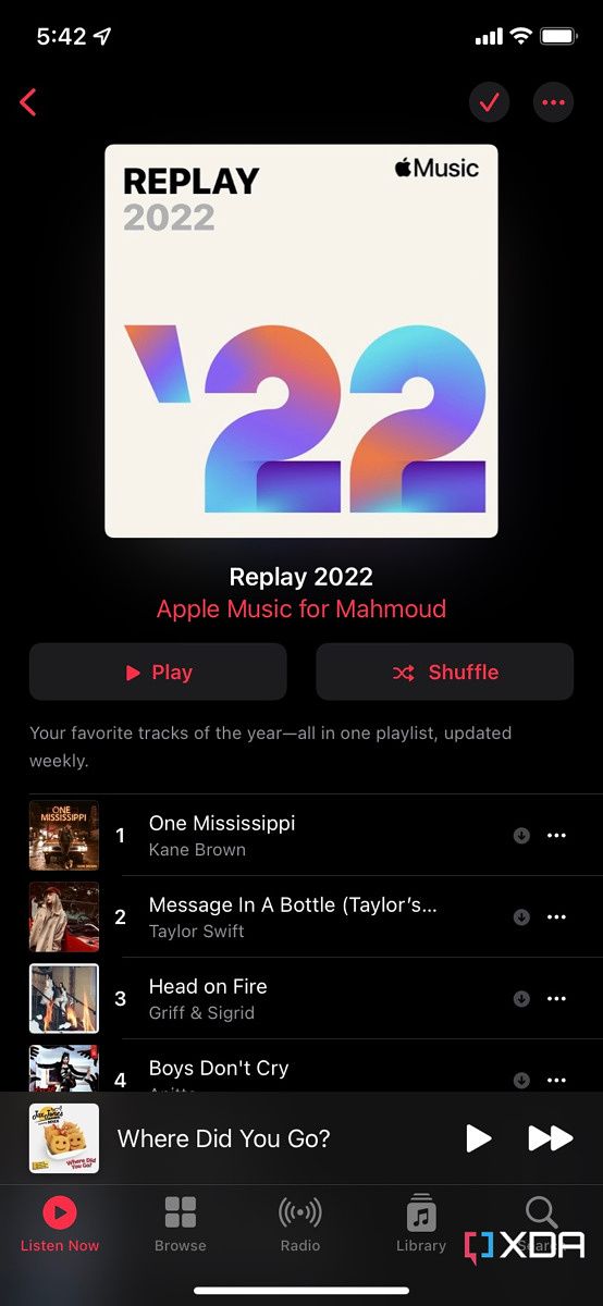 Apple Music's "Replay 2022" playlist is now available