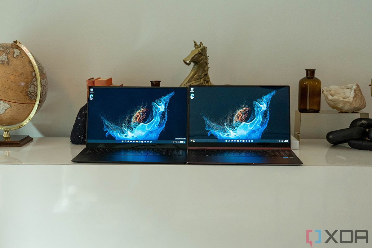 Samsung Galaxy Book 2 Pro and Pro 360 next to each other
