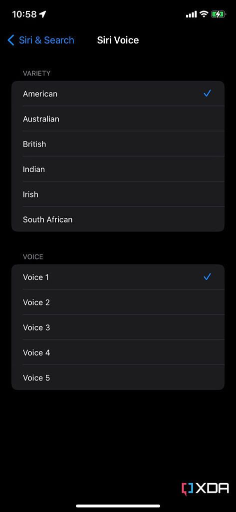 Siri Voice options on iOS 15.4 beta 4