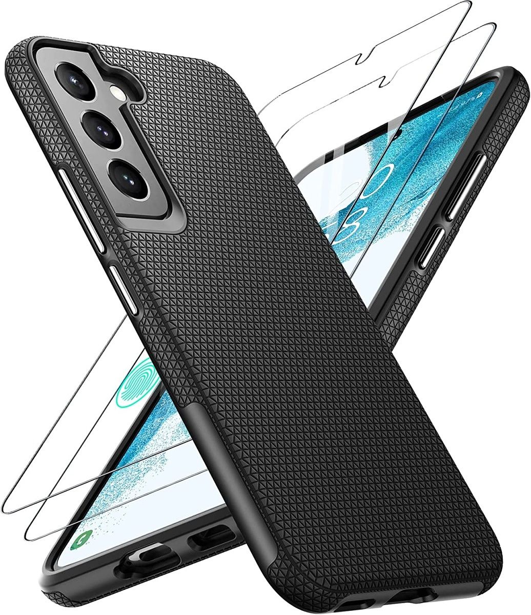Temdan's thin protective case protects your Galaxy S22 from all critical areas without adding too much bulk. It also has raised edges to protect the camera module and a flexible rubber bumper.