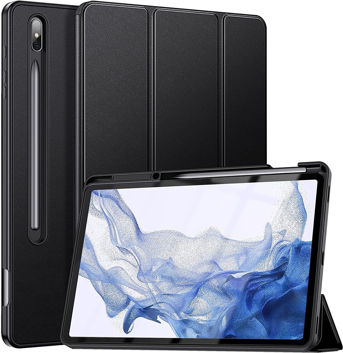 This affordable smart case is available in two colors, has an S Pen holder, and supports two viewing angles. It has a formal vibe to it, as well.