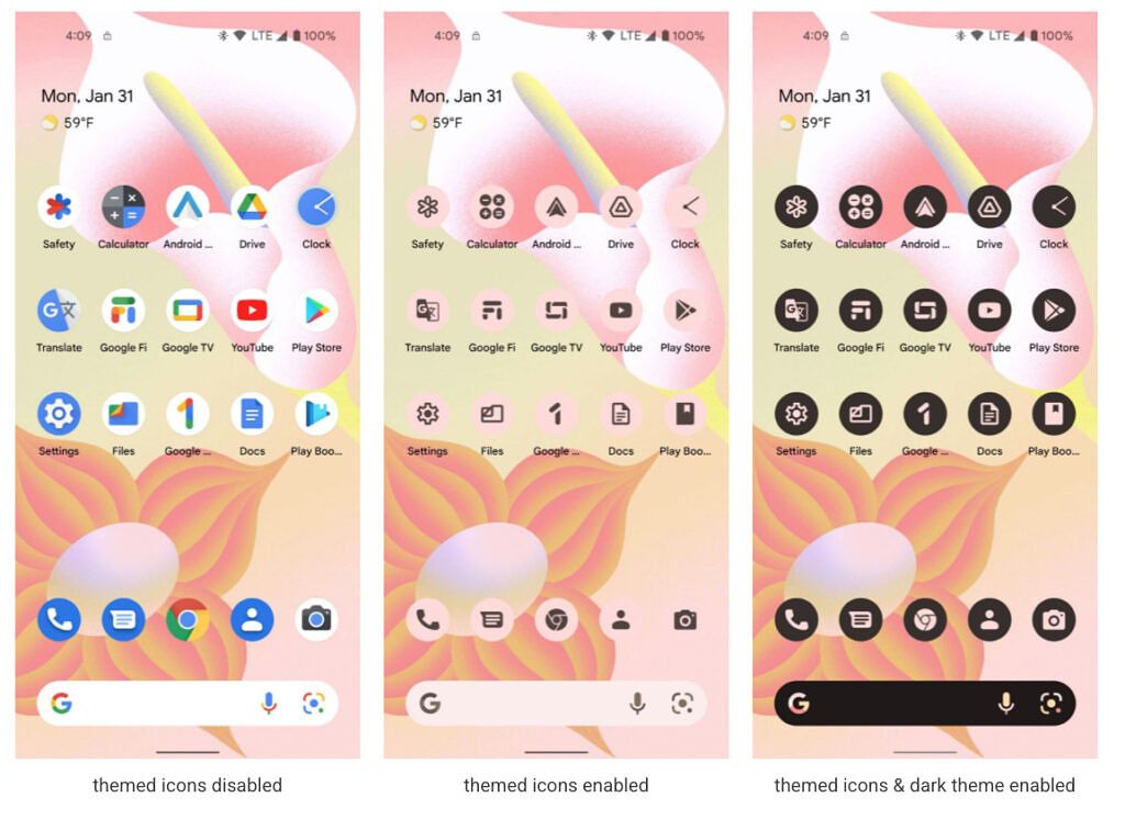 Android 13 material you themed icons