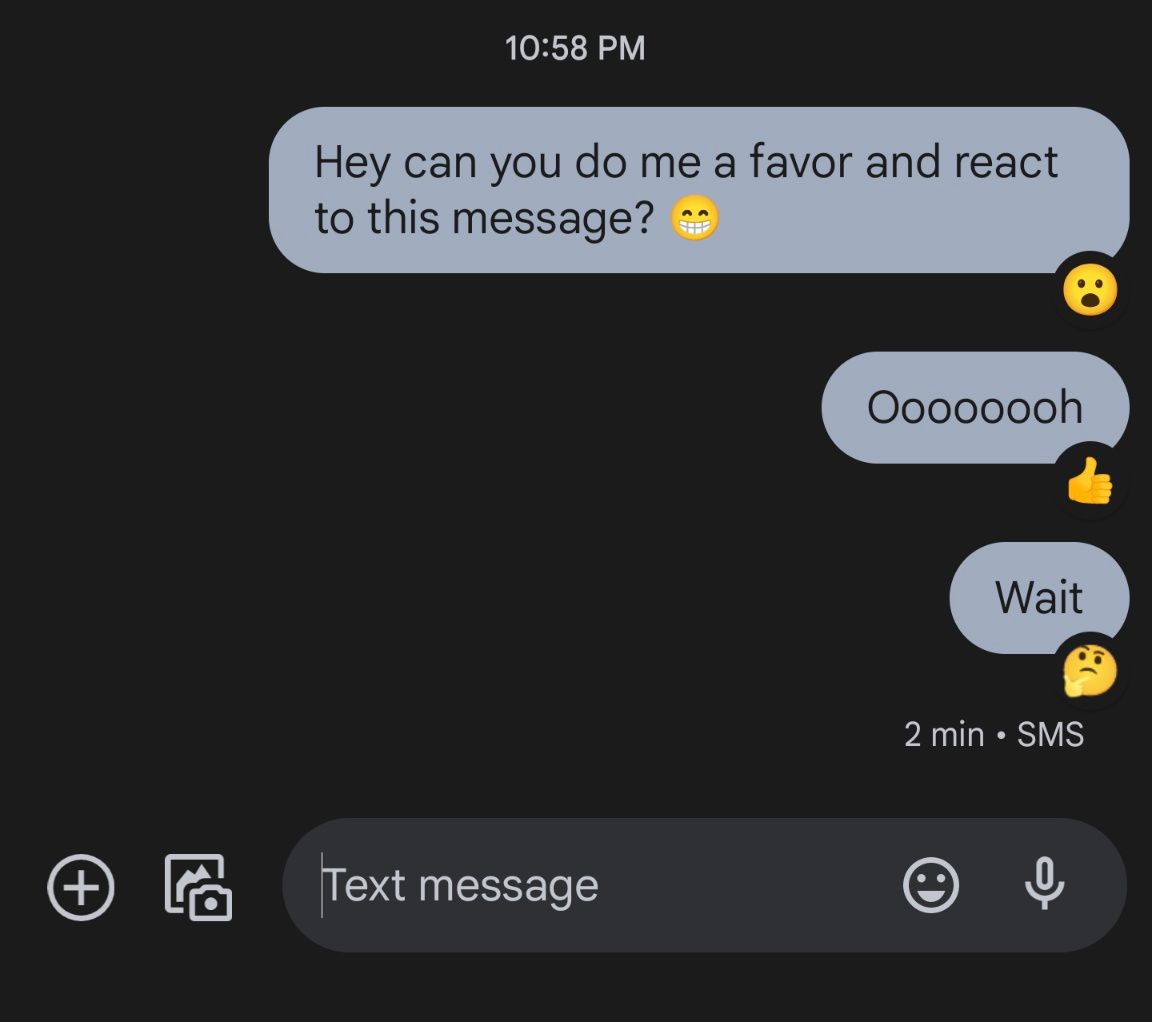 iMessage reactions shown as emoji in Google Messages app