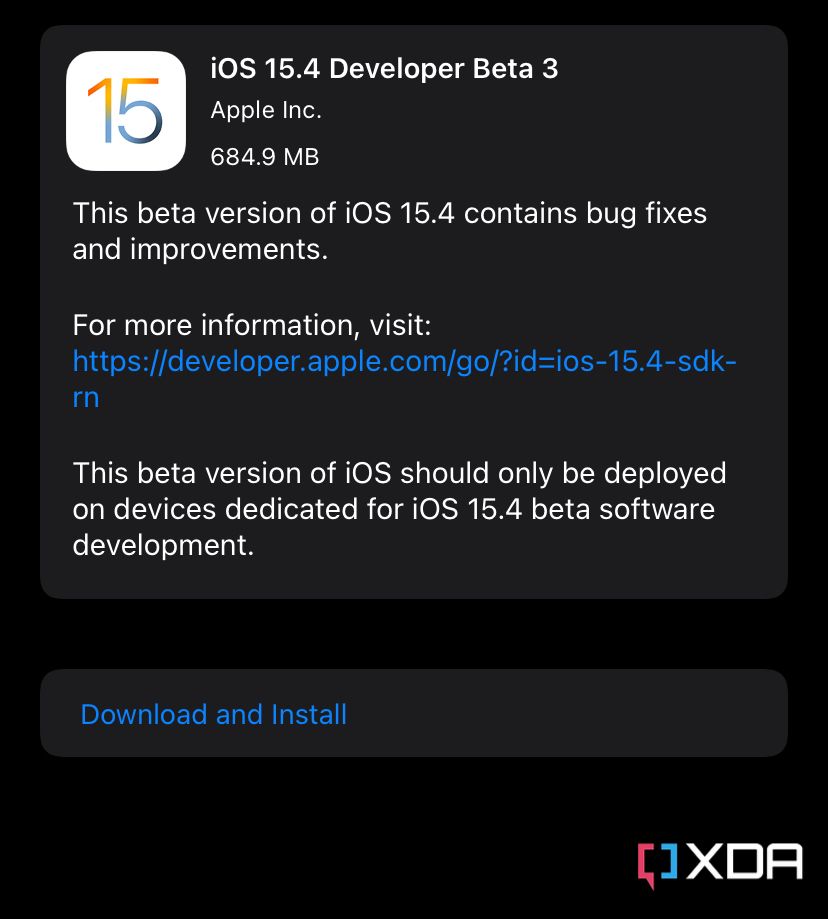 iOS 15.4 developer beta 3