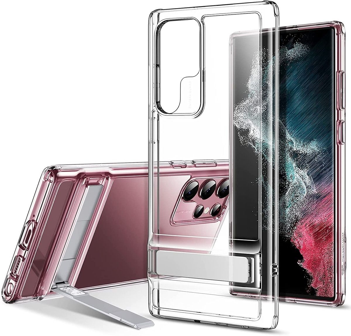 Here's a clear case if you want to show off the back of your phone but also want to add a utility in the form of a kickstand.  Very very cheap.