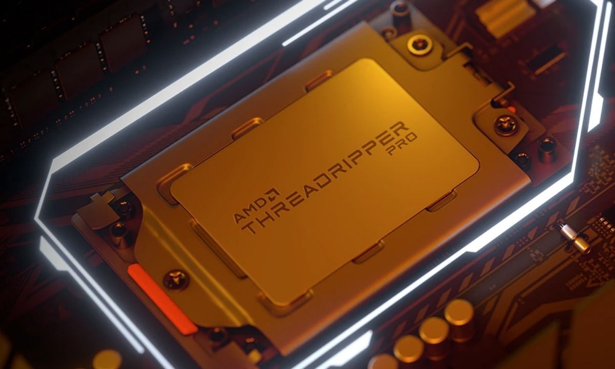 AMD Ryzen Threadripper Pro CPU inserted in a socket
