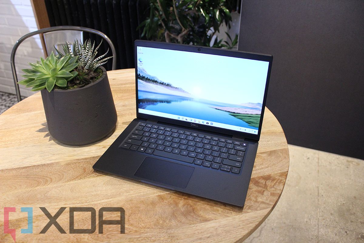 Angled view of Dell laptop