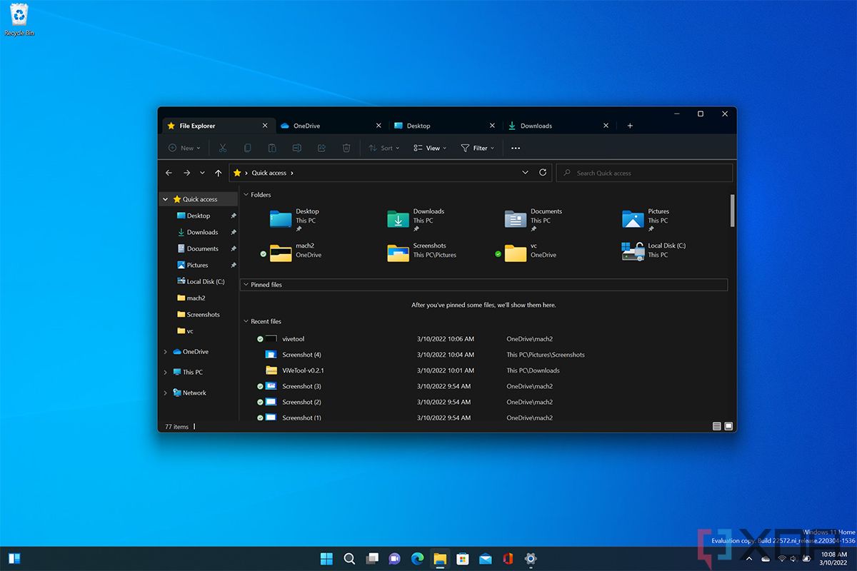 How to enable tabbed File Explorer in Windows 11 previews