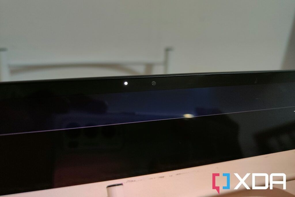 Close-up view of the front-facing camera on the HUAWEI MateBook E